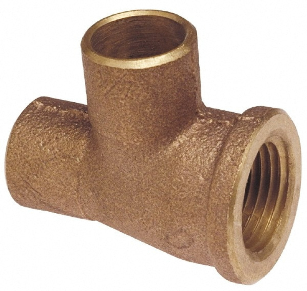 NIBCO B160800 Cast Copper Pipe Tee: 1-1/4" x 1/2" x 1-1/4" Fitting, C x F x C, Pressure Fitting