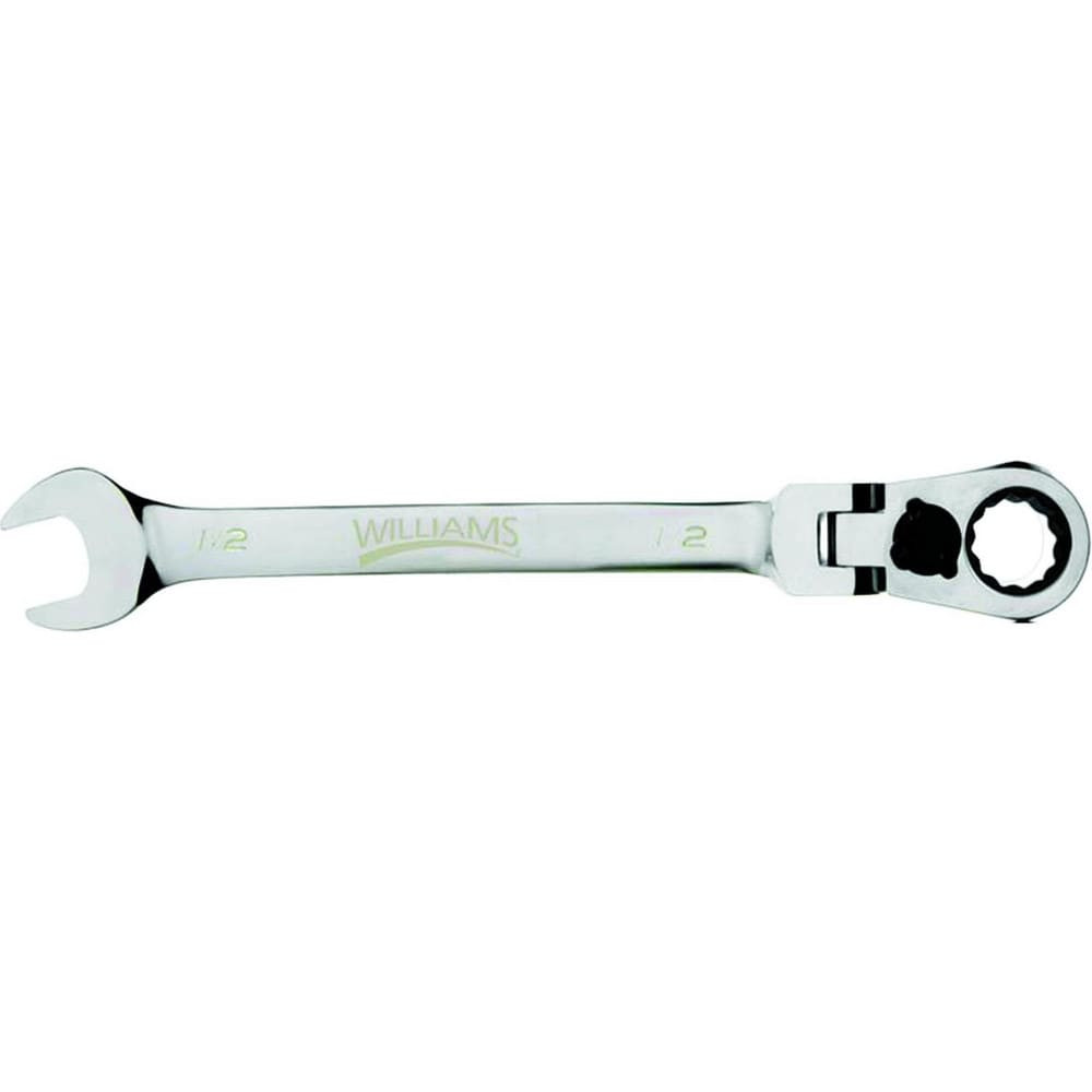 Williams JHW1214RCF Combination Wrenches; Size (Inch): 7/16 ; Type: Reversible Ratcheting Combination Wrench ; Finish: Polished Chrome ; Head Type: Combination; Flexible ; Box End Type: 12-Point ; Handle Type: Straight