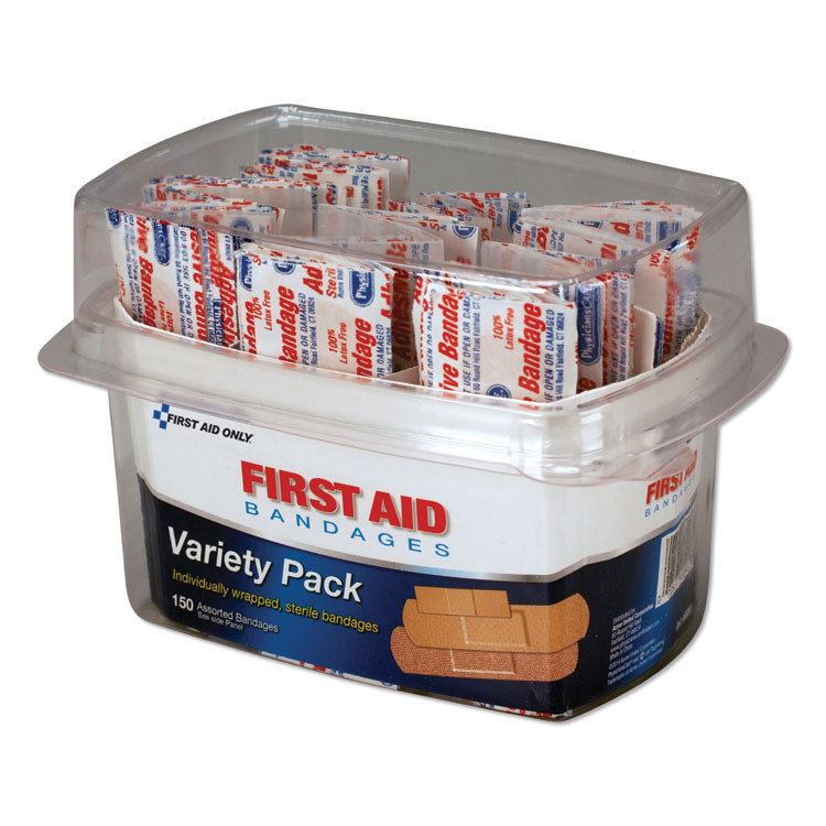 FIRST AID ONLY, INC. PhysiciansCare® by 90095 First Aid Bandages, Assorted, 150 Pieces/Kit