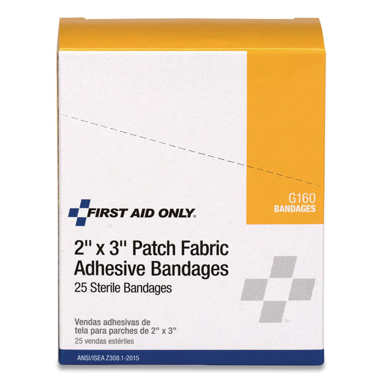 FIRST AID ONLY, INC. G160 Heavy Woven Adhesive Bandages, Strip, 2 x 3, 25/Box