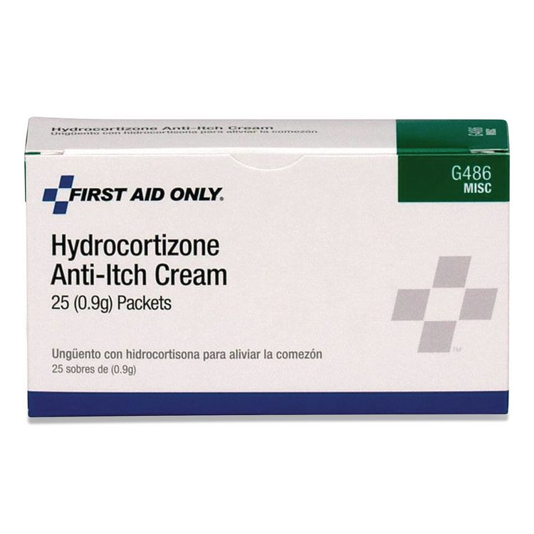 FIRST AID ONLY, INC. G486 Hydrocortisone Anti-Itch Cream, 0.03 oz Packet, 25/Box