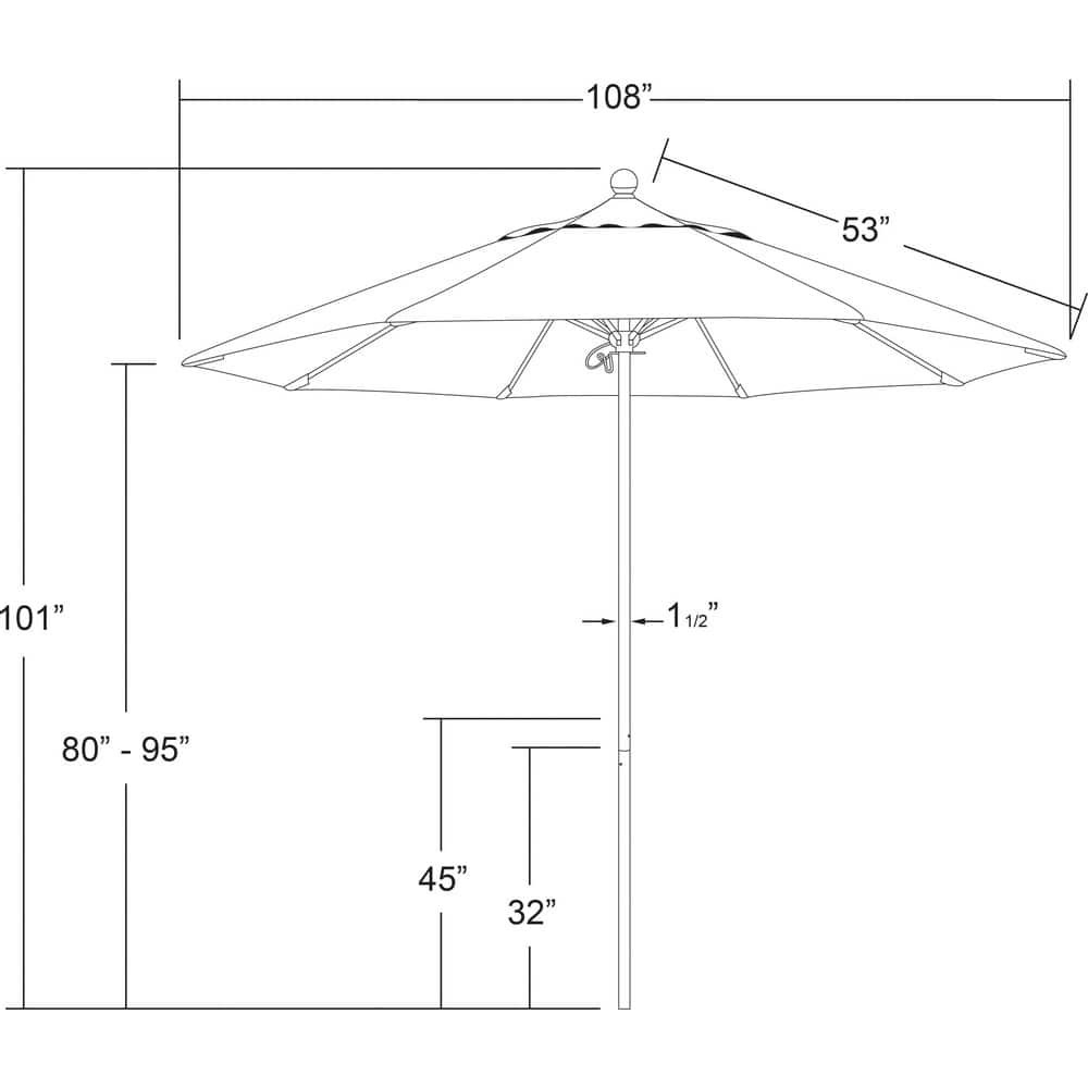 California Umbrella 194061627440 Patio Umbrellas; Fabric Color: Tuscan ; Base Included: No ; Fade Resistant: Yes ; Diameter (Feet): 9 ; Canopy Fabric: Pacifica