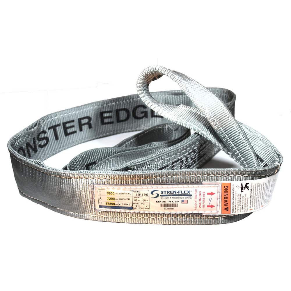 Stren-Flex EEF-2-906ME-20 Eye & Eye Sling: 6" Wide, 20' Long, 16,500 lb Vertical, 13,200 lb Choker, 33,000 lb Basket, Nylon