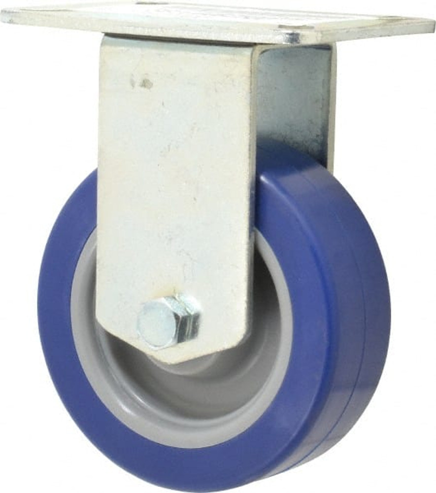 E.R. Wagner 3F2344B25000197 Rigid Top Plate Caster: Polyurethane, 4" Wheel Dia, 1-1/2" Wheel Width, 375 lb Capacity, 5-3/8" OAH