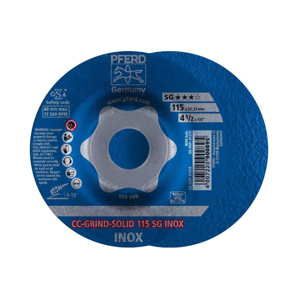 PFERD 64186115 Depressed Grinding Wheel:  Type 27,  4-1/2" Dia,  7/8" Hole,  Aluminum Oxide