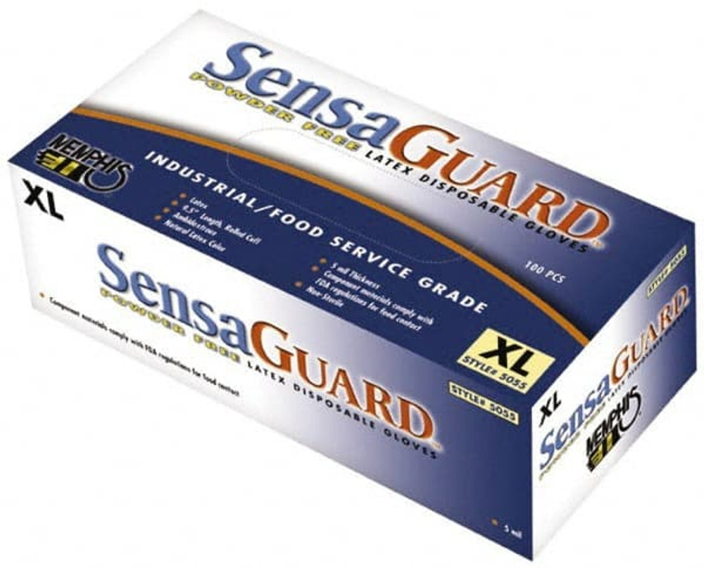 MCR Safety 5055S Disposable Gloves: Small, 5 mil Thick, Latex, Industrial Grade