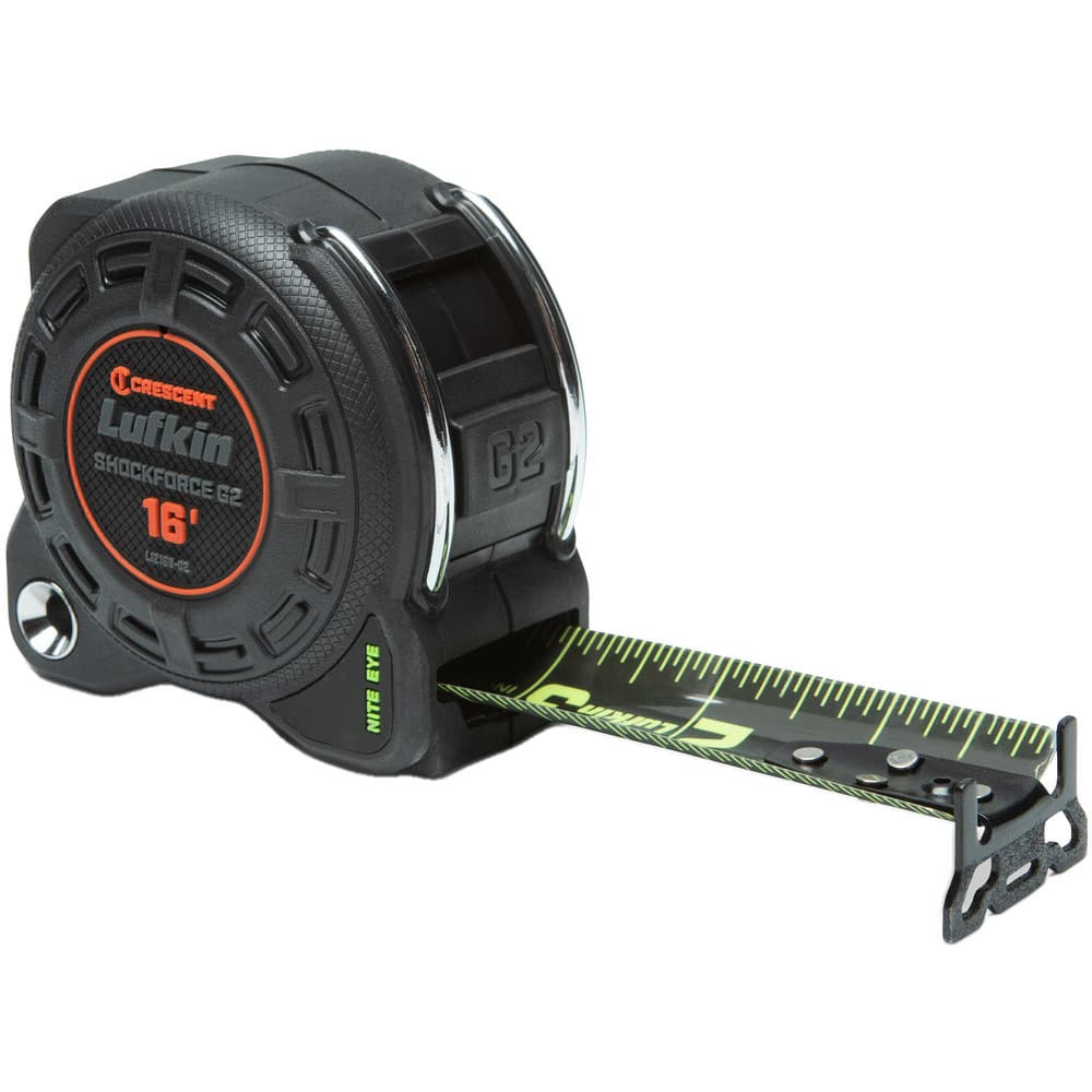 Lufkin L1216B-02 Tape Measures; Length Ft.: 16.000 ; Graduation (Inch): 1/16 ; Blade Material: Steel ; Standout Length (Feet): 16.00 ; Case Type: Closed ; Rewind Type: Automatic