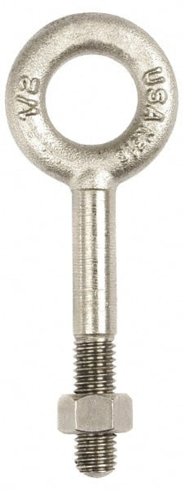 Gibraltar 08214 3 Fixed Lifting Eye Bolt: Without Shoulder, 500 lb Capacity, 1/4-20 Thread, Grade 316 Stainless Steel