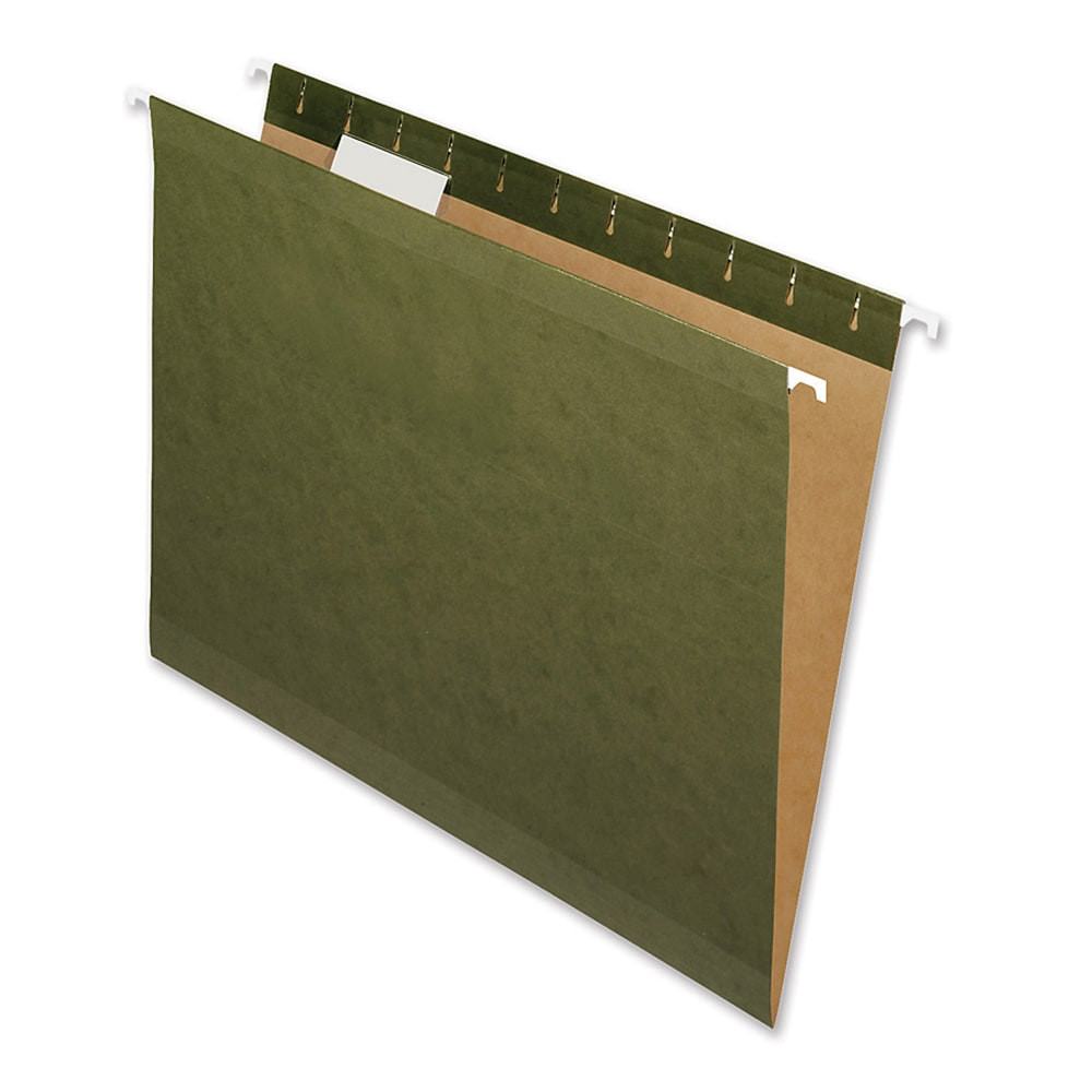 SP RICHARDS Nature Saver 08650  1/5-Cut Hanging File Folders, Letter Size, 100% Recycled, Green, Box Of 25