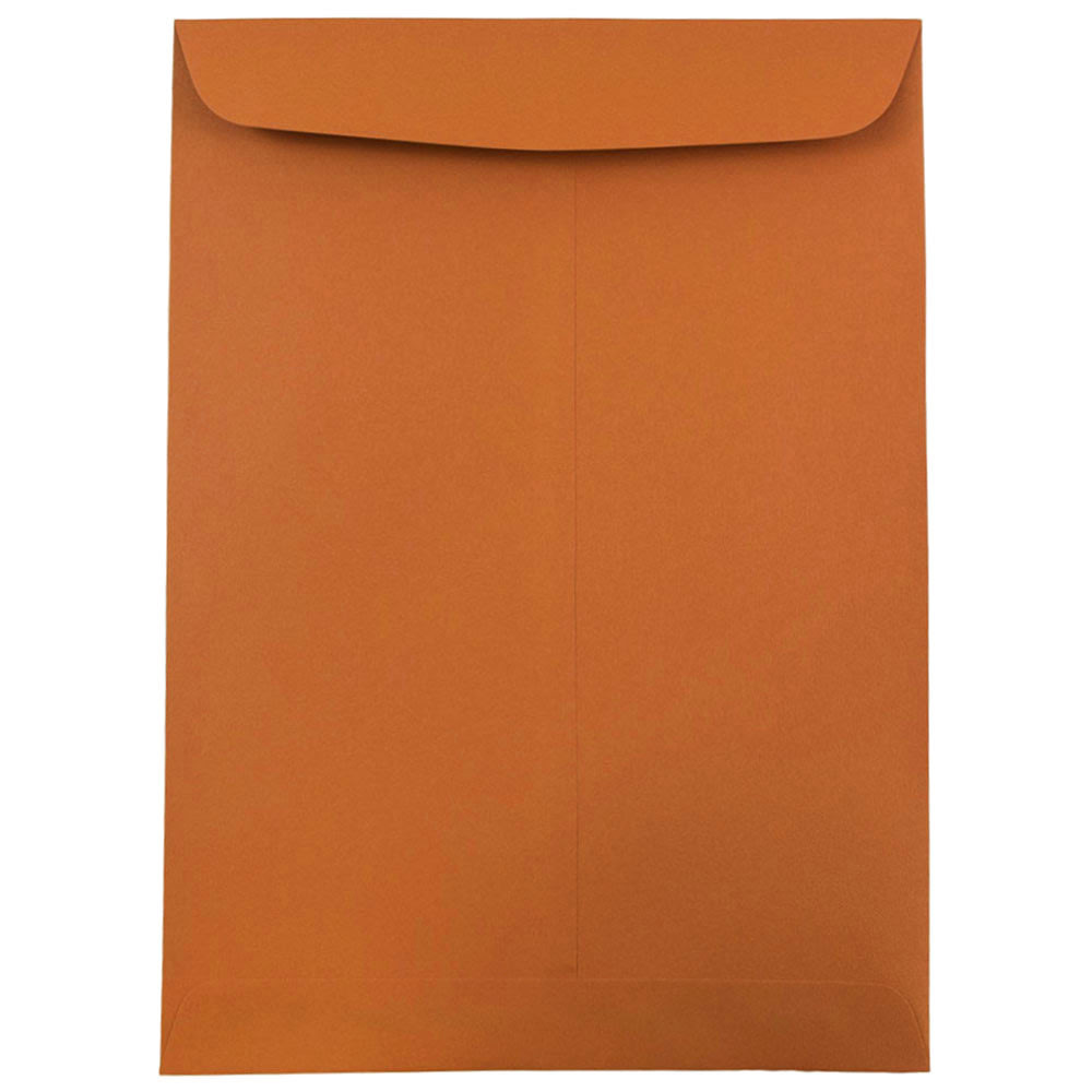 JAM PAPER AND ENVELOPE JAM Paper 1287531B  Open-End 9in x 12in Catalog Envelopes, Gummed Seal, Dark Orange, Pack Of 10