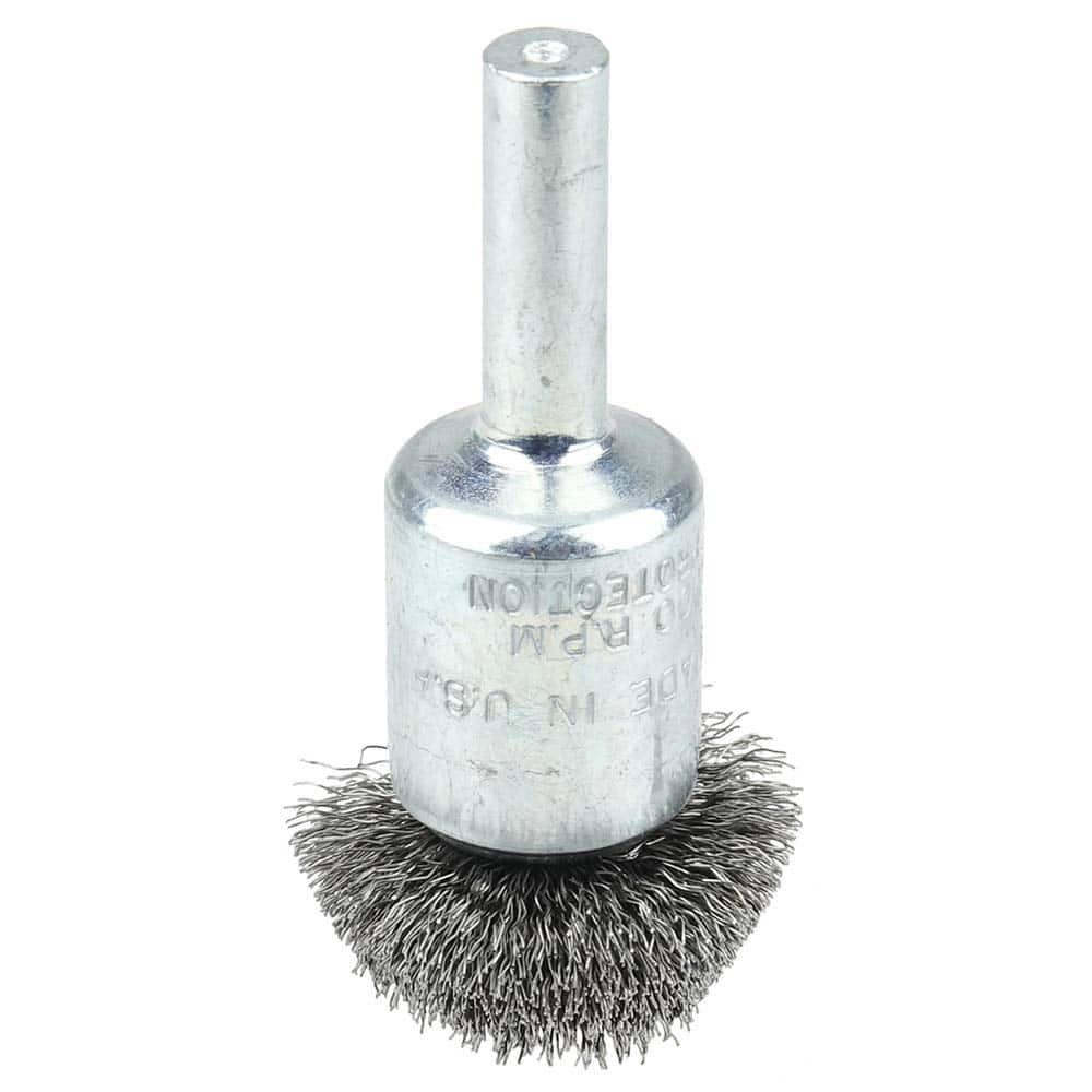 Weiler 10034 End Brushes: 1" Dia, Steel, Crimped Wire