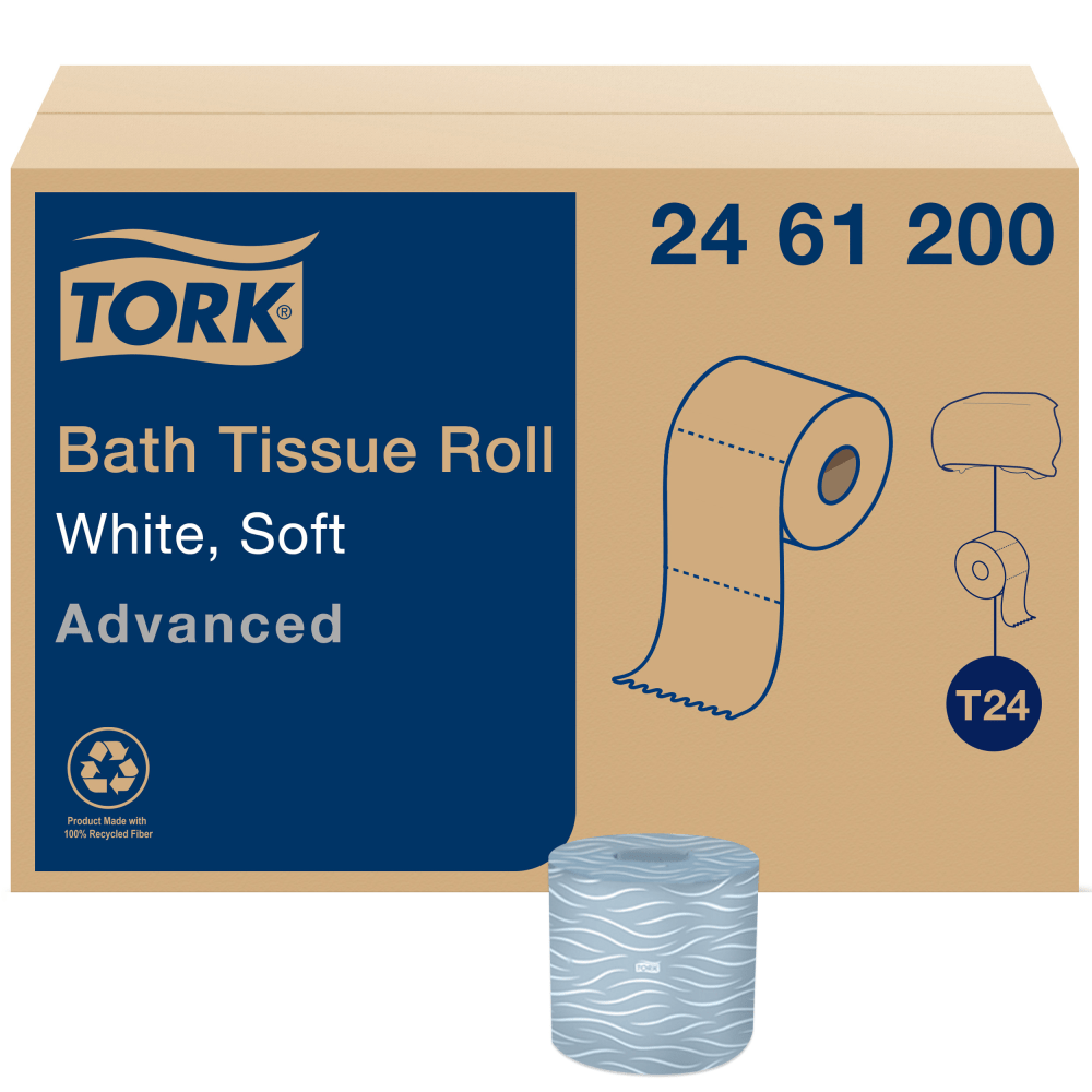 ESSITY PROFESSIONAL HYGIENE NORTH AMERICA LLC 2461200 Tork T24 2-Ply Toilet Paper, Advanced, 500 Sheets Per Roll, Case Of 80 Rolls