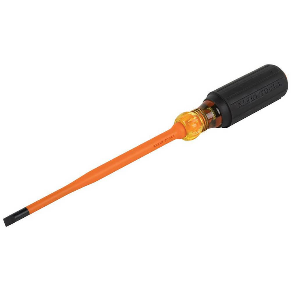 Klein Tools 6926INS Slotted Screwdrivers; Blade Width (Inch): 1/4 ; Overall Length (Decimal Inch): 10.3100 ; Handle Type: Insulated; Cushion Grip ; Handle Length (Decimal Inch - 4 Decimals): 4.3100 ; Shank Type: Round ; Handle Color: Black