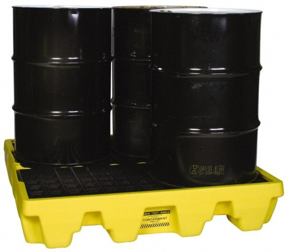 Eagle 1645 Spill Pallet: 4 Drum, 66 gal, 8,000 lb, Polyethylene