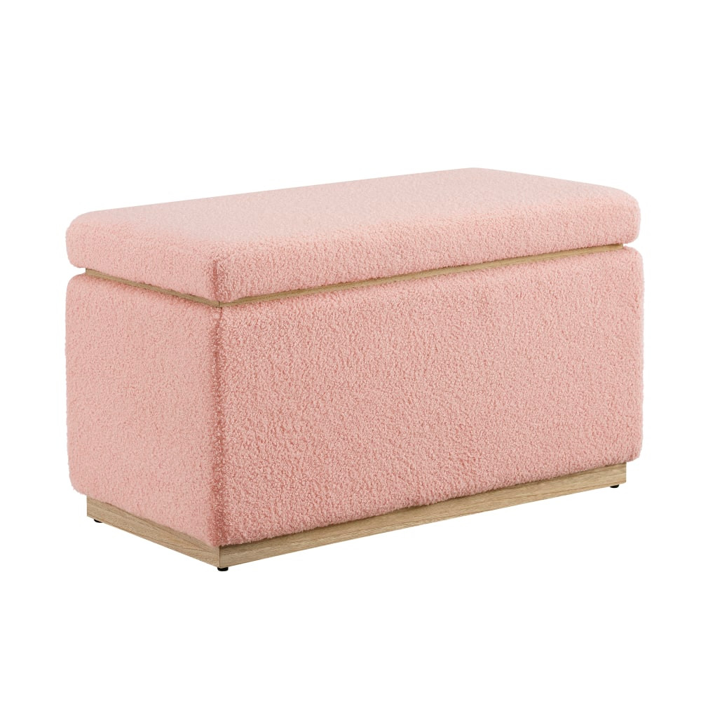 LINON HOME DECOR PRODUCTS, INC OFDP2960 Linon Brenock Sherpa Rectangle Storage Ottoman, 18inH x 32inW x 16inD, Blush/Natural