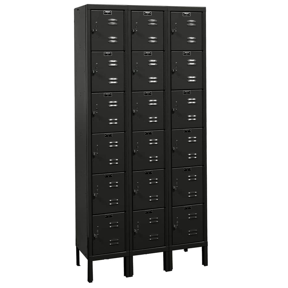 Hallowell U3258-6A-ME 3-Wide Locker: 12" Wide, 14" Deep, 78" High, Padlock