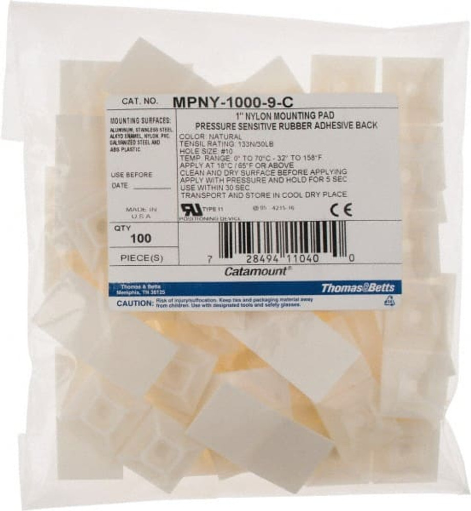 Thomas & Betts MPNY-1000-9-C Natural (Color), Nylon, Four Way Cable Tie Mounting Base