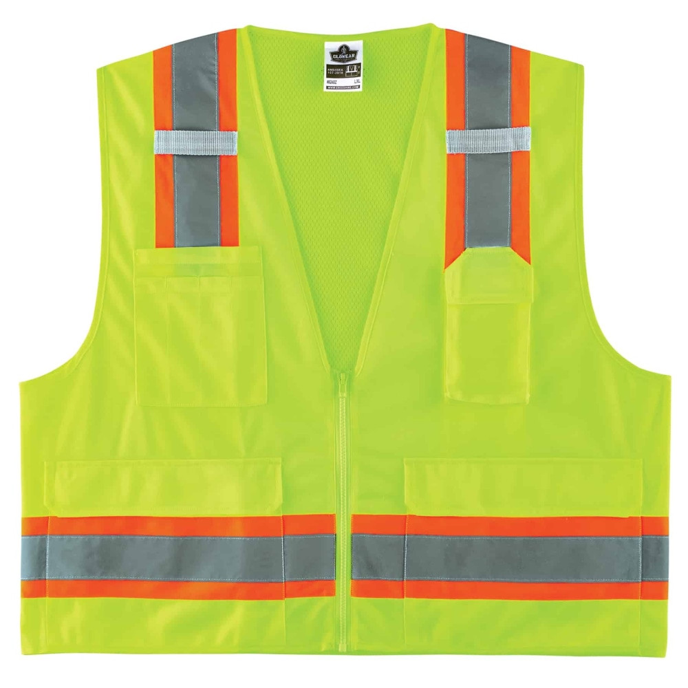 ERGODYNE CORPORATION Ergodyne 24073  GloWear Safety Vest, 2-Tone Surveyors, Type-R Class 2, Small/Medium, Lime, 8248Z