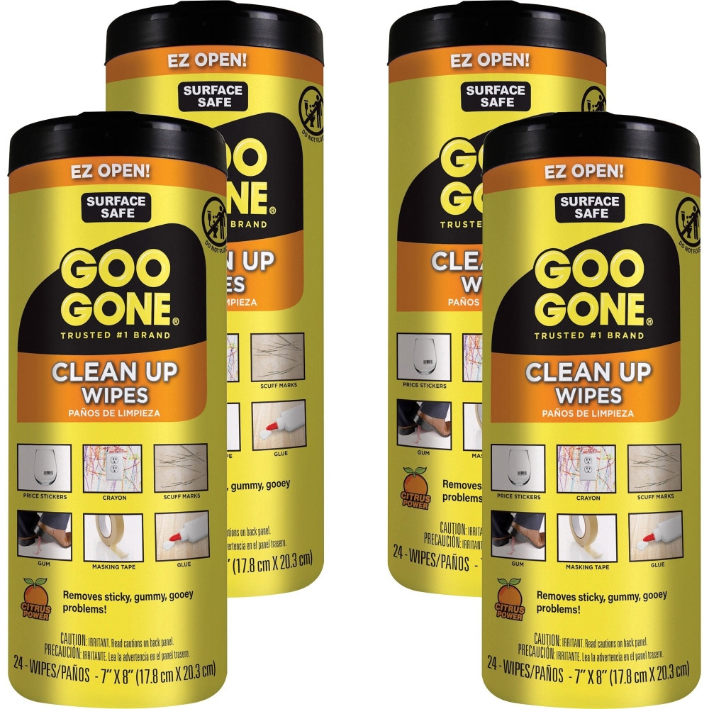 MAGIC AMERICAN 2000CT Goo Gone Tough Task Wipes - Wipe - 24 / Canister - 4 / Carton - White