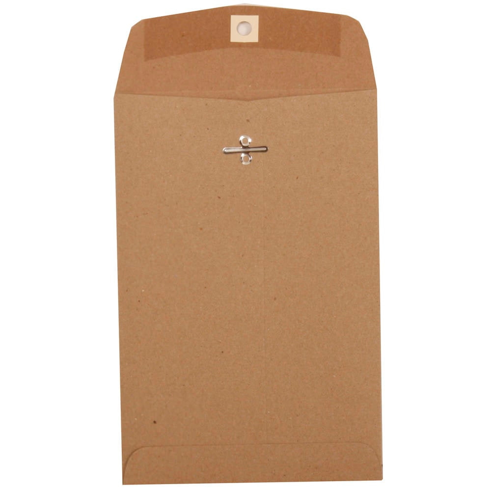 JAM PAPER AND ENVELOPE 563120844D JAM Paper Open-End Manila Catalog Envelopes With Clasp Closure, 6in x 9in, Brown Kraft, Pack Of 10