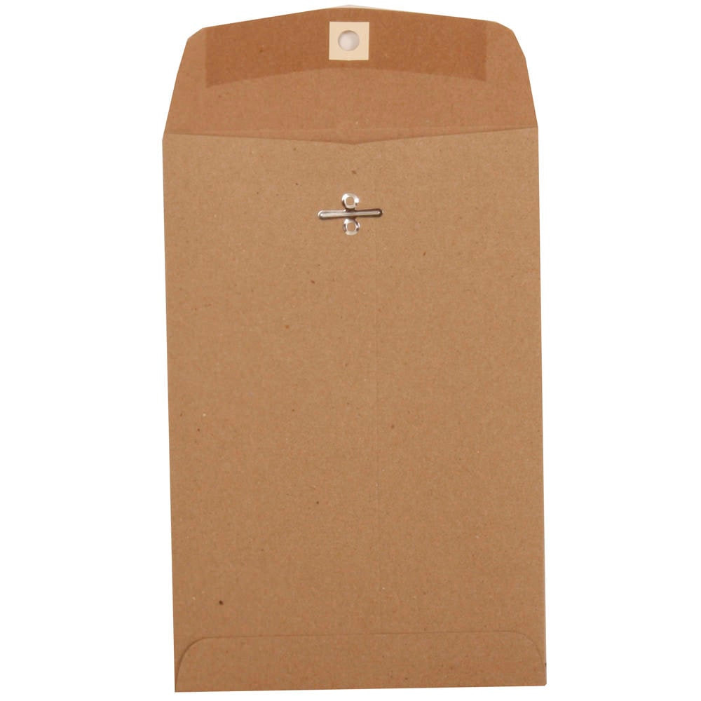 JAM PAPER AND ENVELOPE JAM Paper 563120844D  Open-End Manila Catalog Envelopes With Clasp Closure, 6in x 9in, Brown Kraft, Pack Of 10