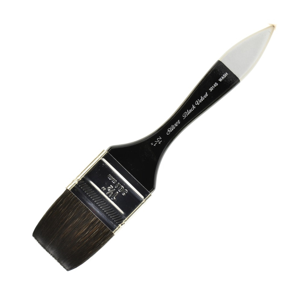 SILVER BRUSH LIMITED Silver Brush 3014S-1.5  30145 Black Velvet Series Paint Brush, 1 1/2in, Wash Bristle, Squirrel Hair/Synthetic Filament, Multicolor