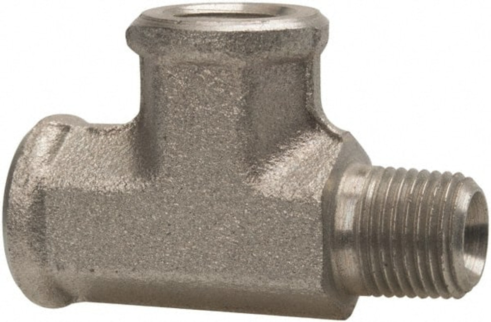 Parker 1/8 MRO-S Industrial Pipe Street Tee: 1/8" Female Thread, 1/8" Male Thread, MNPTF x FNPTF