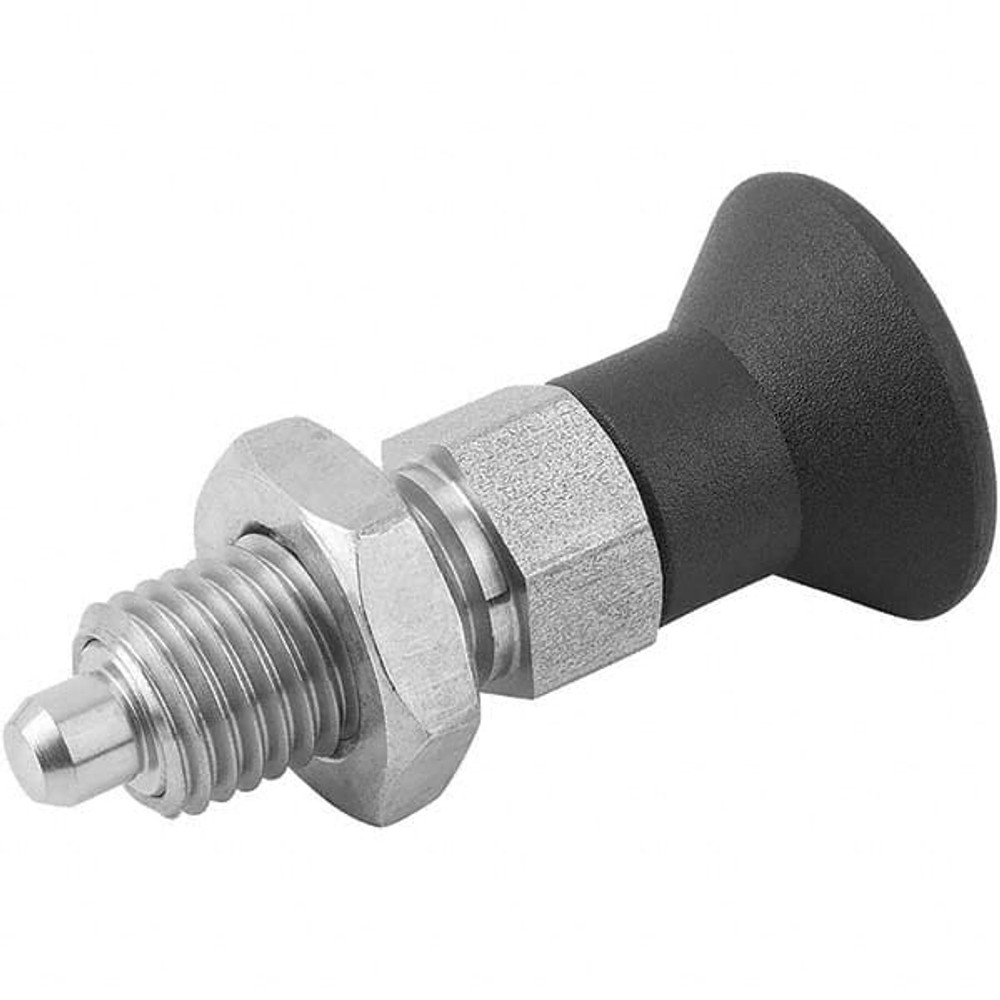 KIPP K0338.02410 M20x1.5, 25mm Thread Length, 10mm Plunger Diam, Hardened Locking Pin Knob Handle Indexing Plunger