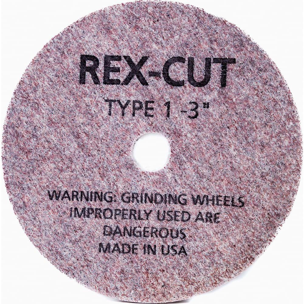 Rex Cut Abrasives 130844 Deburring Wheels; Wheel Diameter (Inch): 3 ; Face Width (Inch): 1/16 ; Center Hole Size (Inch): 1/4 ; Abrasive Material: Aluminum Oxide ; Grade: Medium ; Wheel Type: Type 1