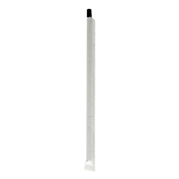 BOARDWALK PPRSTRWBLIW Wrapped Jumbo Paper Straws, 7.75", Paper, Black, 320/Pack, 4 Packs/Carton
