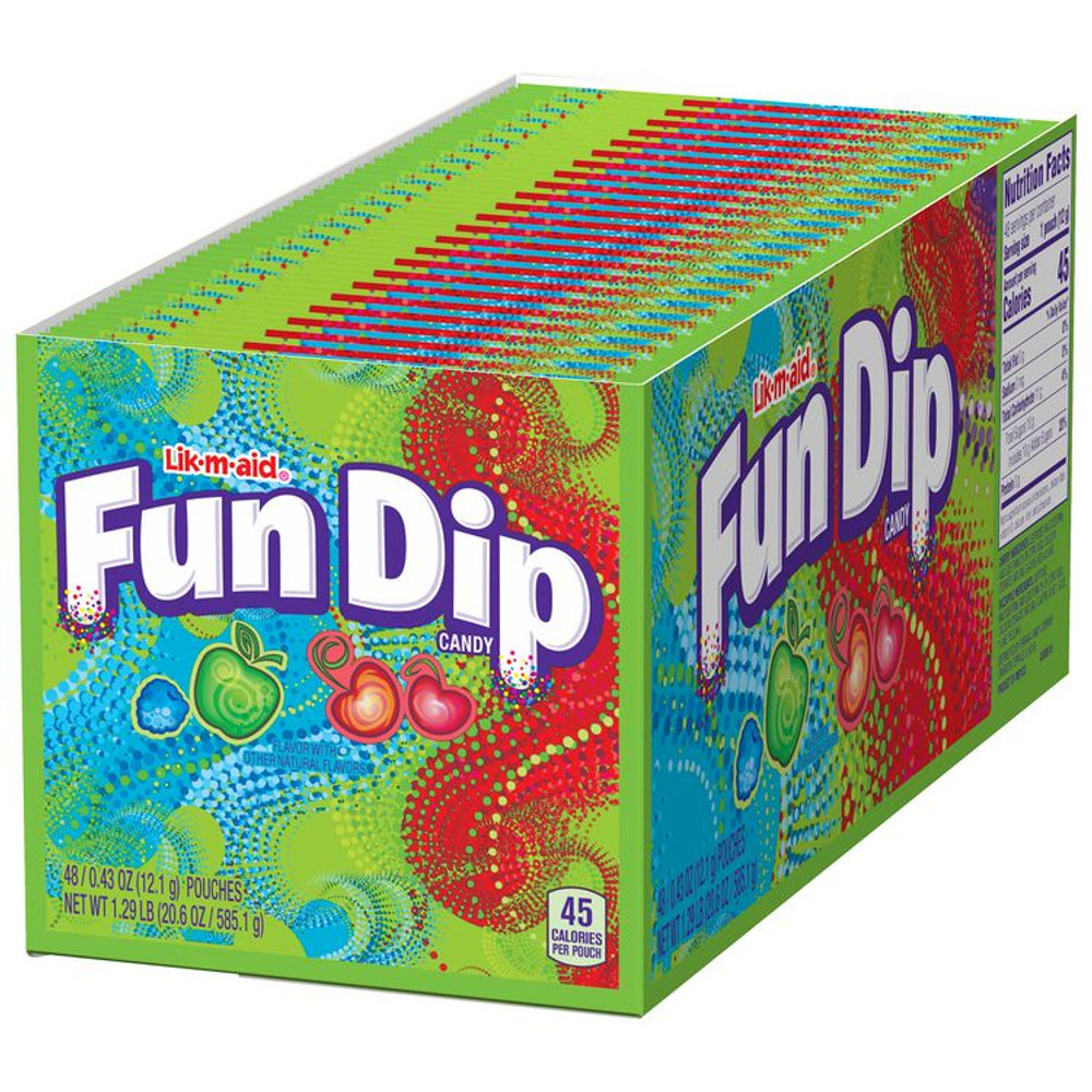 FERRARA CANDY CO Lik-m-aid® Fun Dip 60004068 Candy, Assorted Flavors, 0.43 oz Pouch, 48/Box, 2 Boxes/Carton