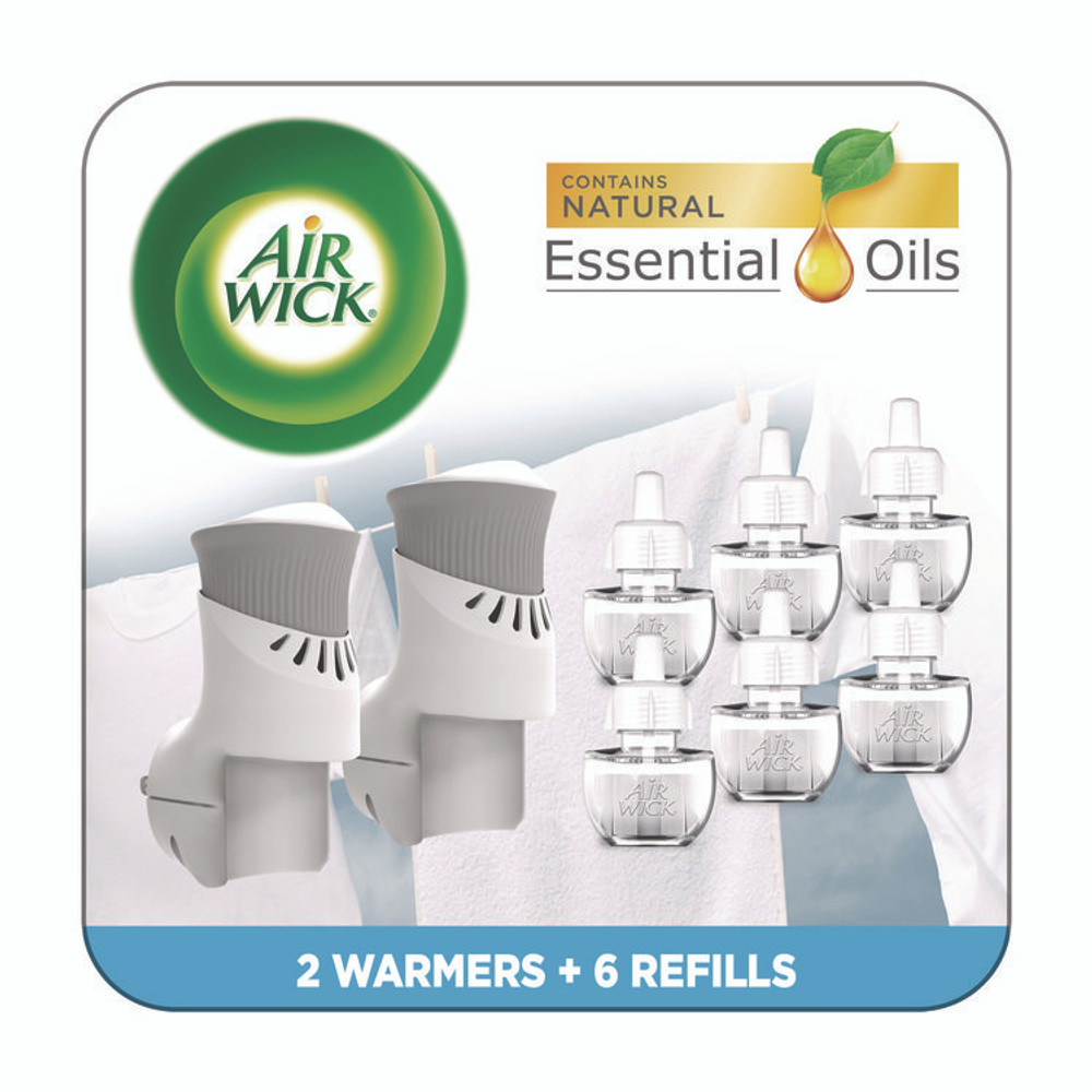 RECKITT BENCKISER Air Wick® 6233801914 Plug-in Scented Oil Starter Kit, Fresh Linen, 0.67 oz, 8/Pack