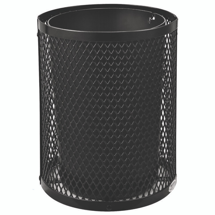 GLOBAL INDUSTRIAL 261948BK Outdoor Diamond Industrial Steel Trash Can, 36 gal, Black