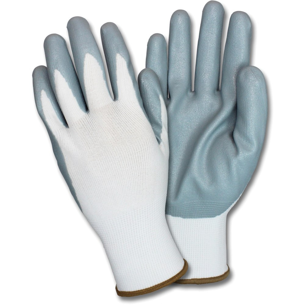 THE SAFETY ZONE, LLC GNIDEXXLG Safety Zone Nitrile Coated Knit Gloves - Nitrile Coating - Extra Large Size - Gray, White - Durable, Flexible, Comfortable, Knitted, Breathable - For Industrial - 1 Dozen