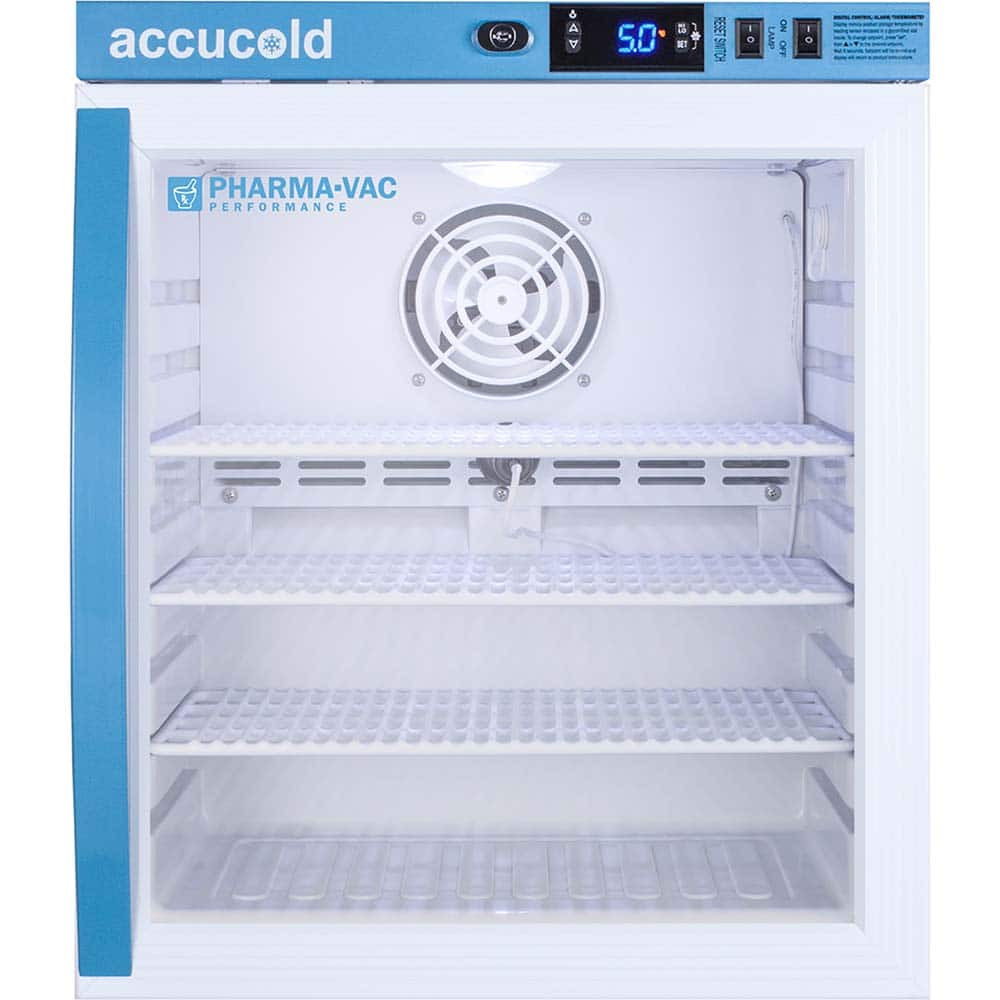 Accucold ARG1PV Pharmacy Medical-Laboratory Refrigerator: 1 cu ft Capacity, 2 to 8 &deg; C, 17-1/2" OAW, 19-3/4" OAD, 21-3/4" OAH