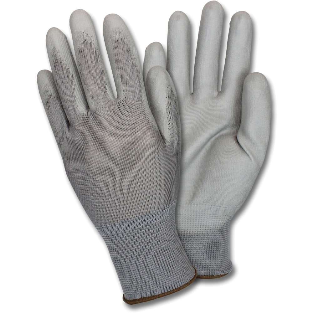 THE SAFETY ZONE, LLC The Safety Zone GNPULG4GY Safety Zone Poly Coated Knit Gloves - Polyurethane Coating - Large Size - Gray - Flexible, Comfortable, Breathable, Knitted - For Industrial - 1 Dozen