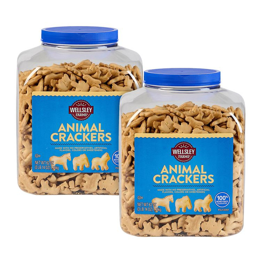 BJS WHOLESALE CLUB Wellsley Farms™ 60004069 Animal Crackers, 62 oz Tub, 2/Carton