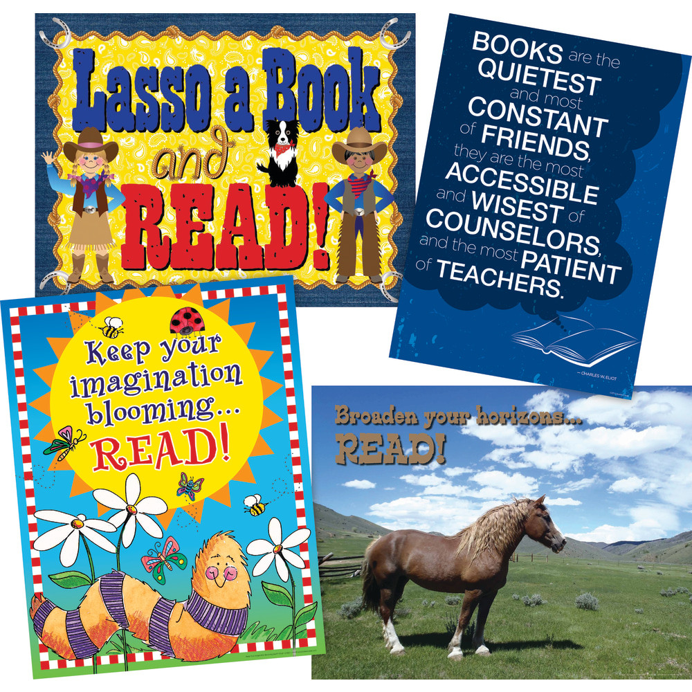 BARKER CREEK PUBLISHING, INC. BC3742 Barker Creek School Library Chart And Poster Set, 17in x 22in, Set Of 4