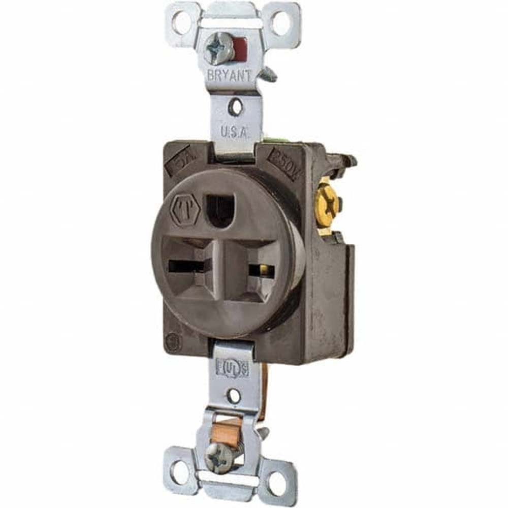 Bryant Electric 5661 Straight Blade Single Receptacle: NEMA 6-15R, 15 Amps, Grounded