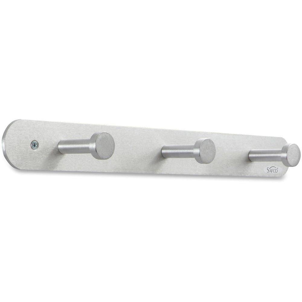 SAFCO PRODUCTS CO 4201 Safco Rounded Design Coat Hooks, 2inH x 18inW x 2 5/8inD, Silver