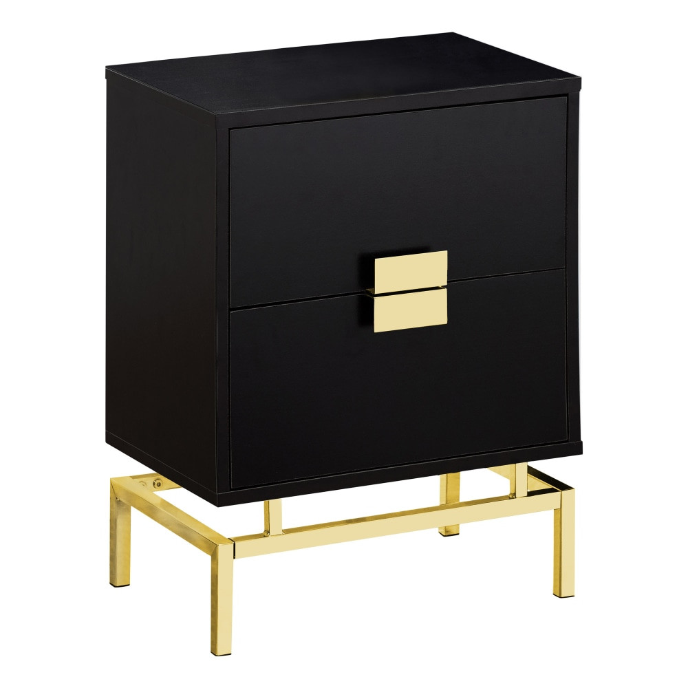 MONARCH PRODUCTS Monarch Specialties I 3496  Retro 2-Drawer Accent Table, Rectangular, Cappuccino/Gold