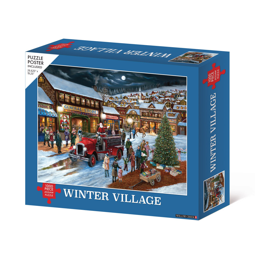 Pass the time with an engaging Willow Creek Press Puzzle. This 1,000-piece puzzle features precision-cut pieces that completely lock together, so the image truly shines when you are done.  1,000-piece puzzle measures 26-5/8in x 19-1/4in when complete.  Fully interlocking pieces are precisely cut to ensure a proper fit.  Pieces arrive in a poly bag to help ensure their protection.  Packaged in a 12in x 10in box.