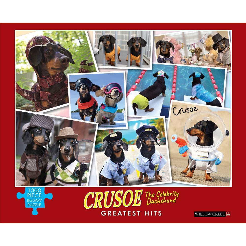 WILLOW CREEK PRESS 49328  1,000-Piece Puzzle, 26-5/8in x 19-1/4in, Crusoe The Celebrity Dachshund