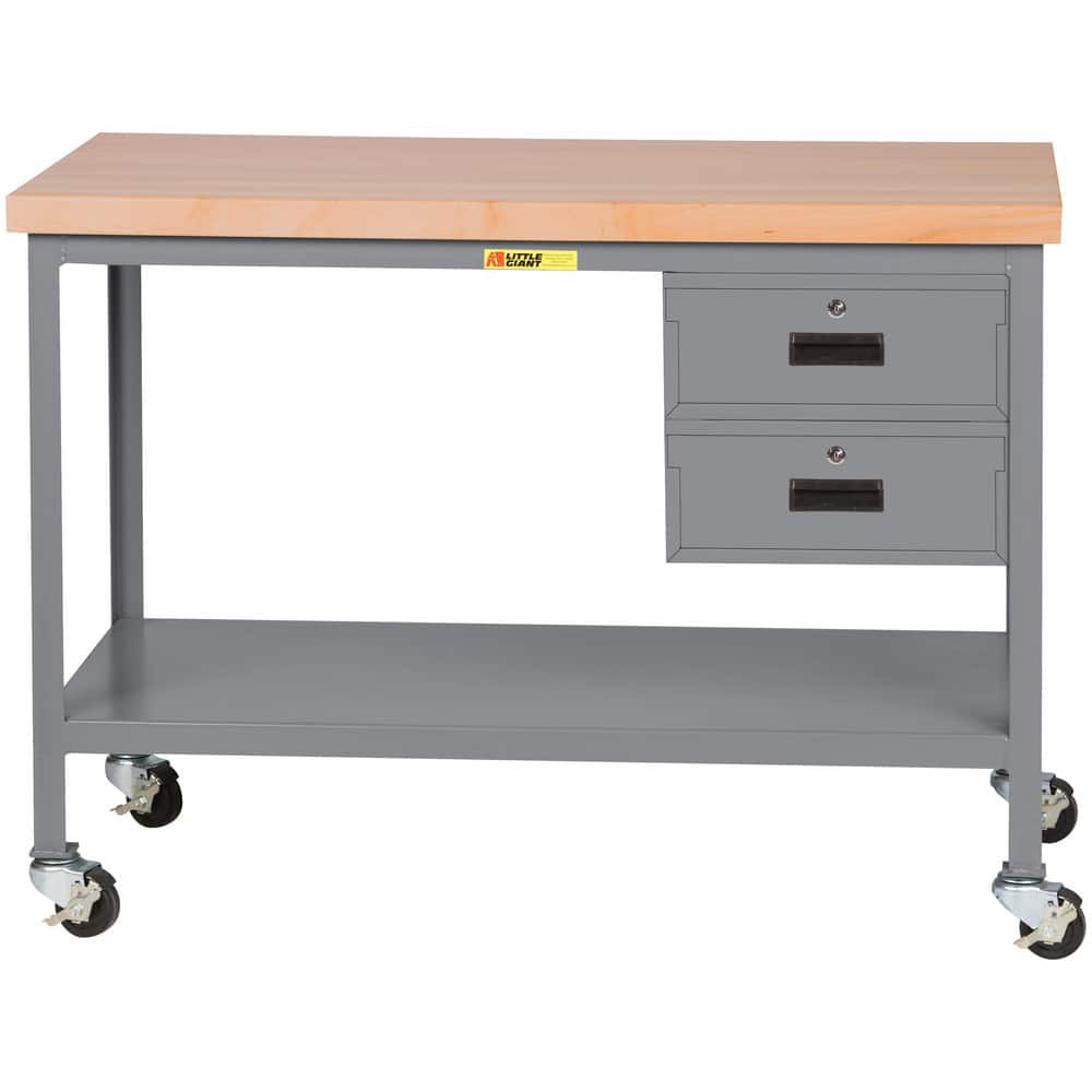 Little Giant. WTS-3060-3R2DR Mobile Work Benches; Bench Type: Butcher Block Work Center ; Edge Type: Square ; Depth (Inch): 30 ; Leg Style: Fixed ; Load Capacity (Lb. - 3 Decimals): 1000.000 ; Height (Inch): 35