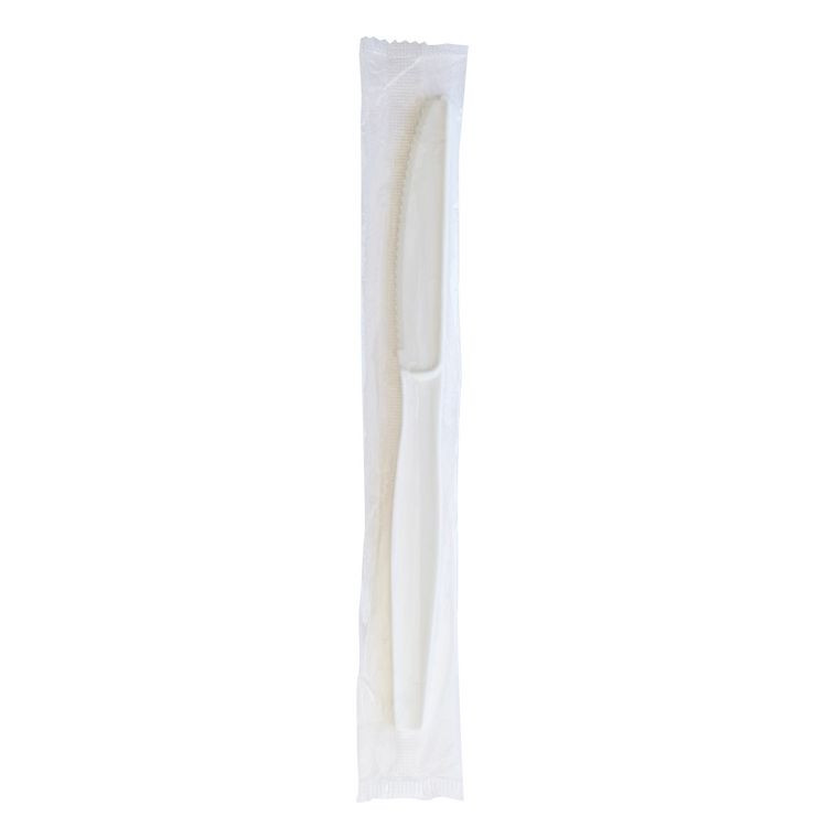 BOARDWALK KNIFEWHPSIW Heavyweight Wrapped Polystyrene Cutlery, Knife, Plastic, White, 1,000/Carton