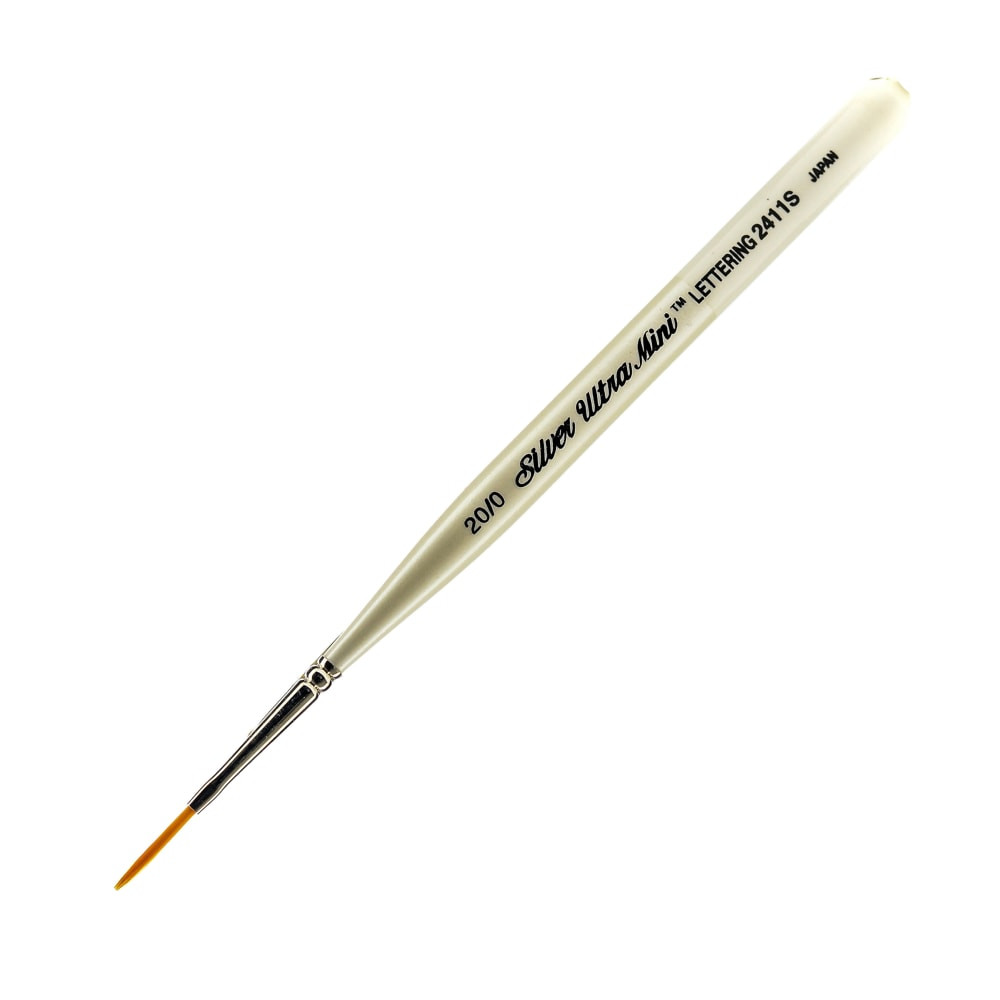 SILVER BRUSH LIMITED 2411S-20/0 Silver Brush Ultra Mini Series Paint Brush, Size 20, Liner Bristle, Taklon Filament, Pearl White