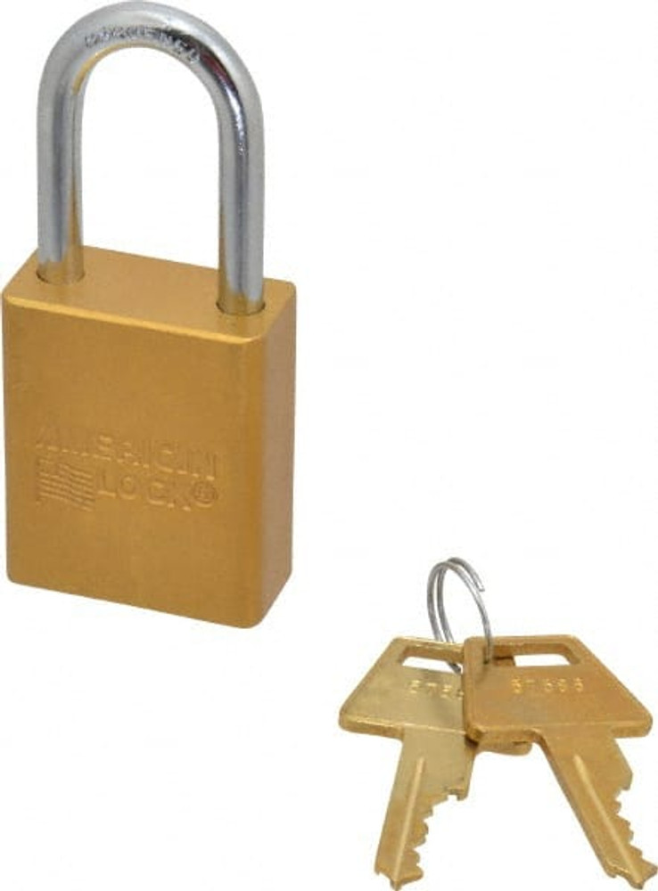 American Lock A1106YLW Lockout Padlock: Keyed Different, Aluminum, Steel Shackle, Yellow
