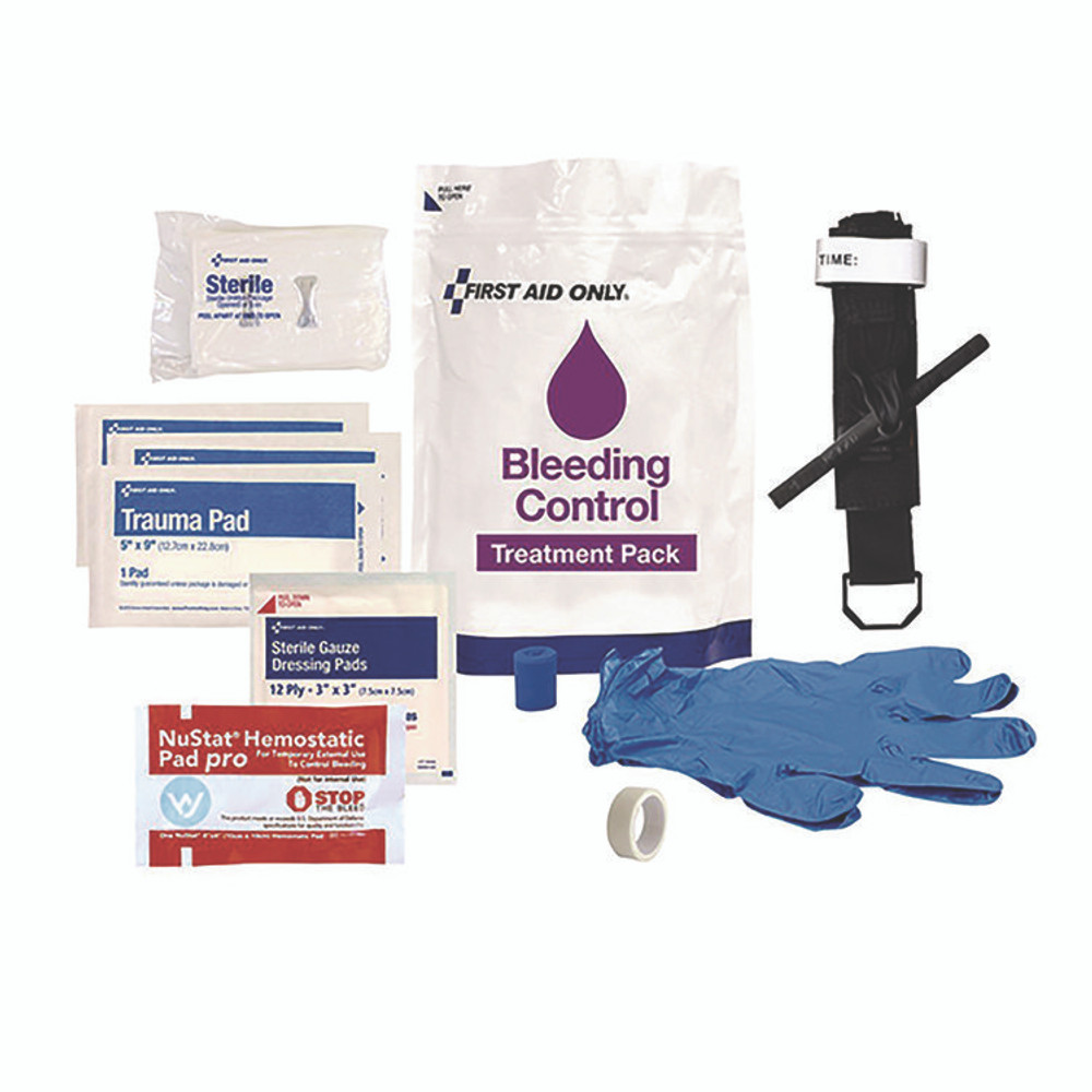 FIRST AID ONLY, INC. 91166 12-Piece Bleeding Control Treatment Pack, 12 Pieces, Resealable Plastic Bag