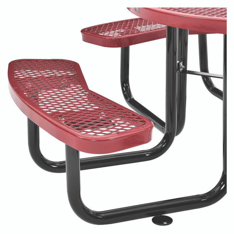 GLOBAL INDUSTRIAL 277150RD Expanded Steel Picnic Table, Round, 46" Dia x 29.5"h, Red Top, Red Base/Legs