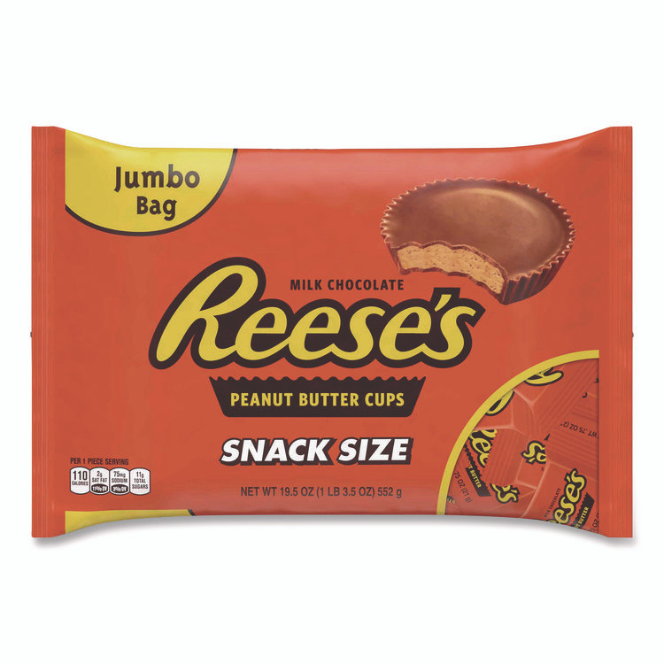 THE HERSHEY COMPANY Reese's® 60004058 Snack Size Peanut Butter Cups, 19.5 oz Bag, 2 Bags/Carton